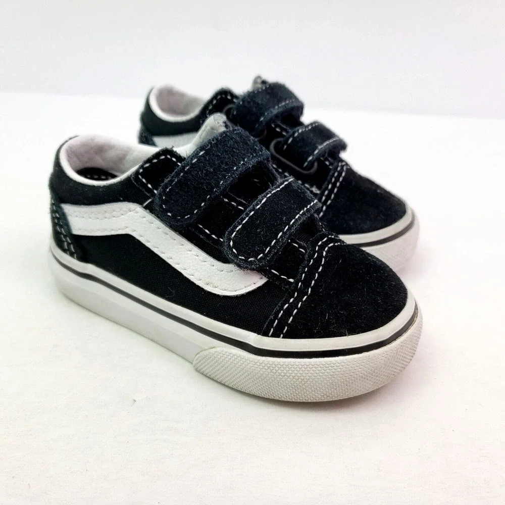 Vans Old Skool Baby Toddler Size 5 Black White Suede Casual Low Sneaker Shoes